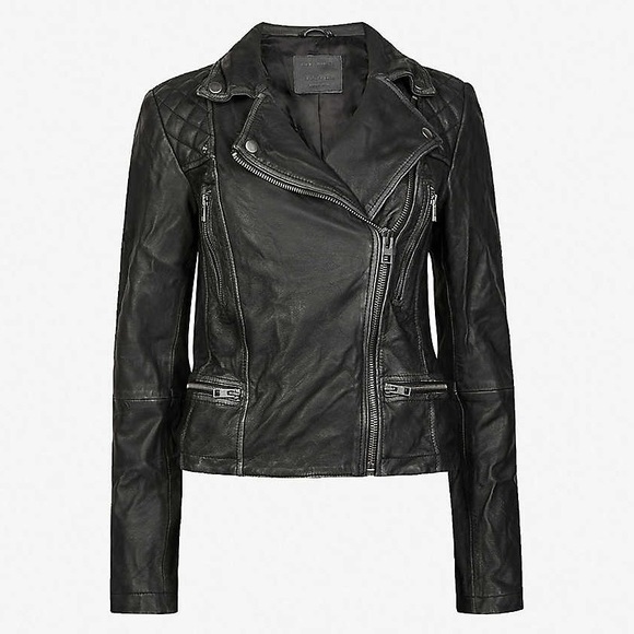 All Saints Cargo Leather Biker Jacket - Picture 3 of 10